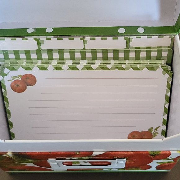 Recipe Card Holder Tomatoes Green Plaid Cards Index Cardboard Style Kitchen Cute - Picture 5 of 12